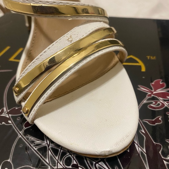 Liliana Gold and White Strappy Heels - Picture 8 of 8